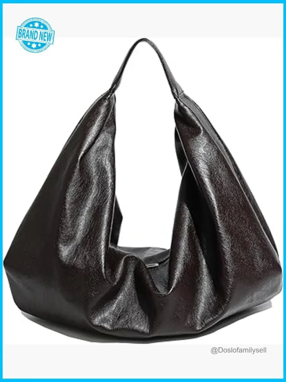Large Slouchy Crescent Hobo Tote Shoulder Bag Vegan Leather Spacious